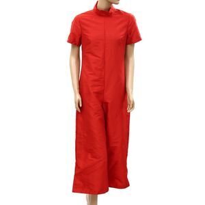 Frances Valentine Short Sleeves Wide Leg Jumpsuit Dress Solid Red XS 288252